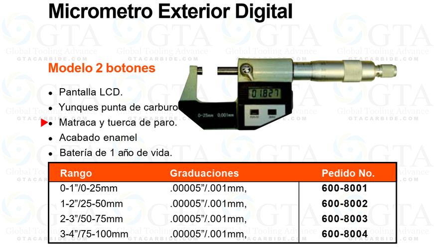 MICROMETRO EXTERIORES DIGITAL 0-1""