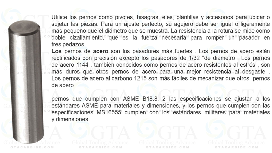 PERNO RECTIFICADO +-.0002"""" CEMENTADO DE 10.00 X 50.00 MILIMETRICO