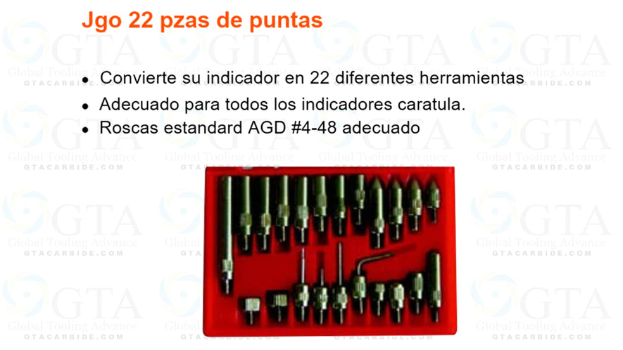 JGO PUNTAS PARA INDICADOR 22 PZAS ROSCA 4-48