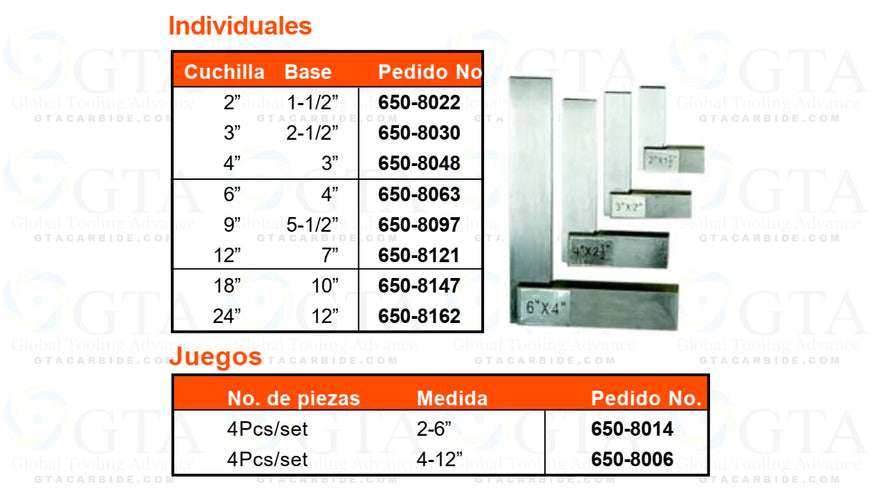 JGO ESCUADRAS 4 PZAS 2"",3"",4"" Y 6"" CAJA MADERA