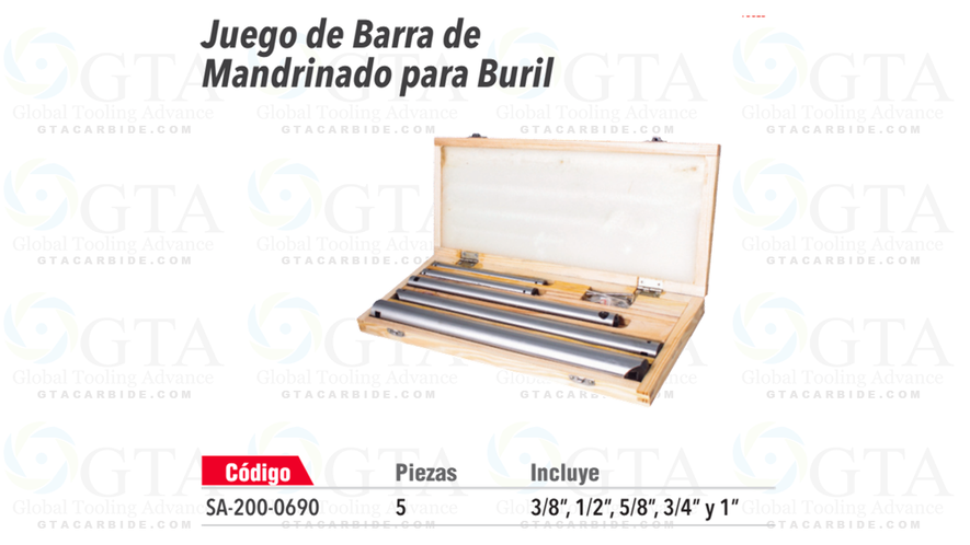 JGO BARRAS DE INTERIORES 3/8,1/2.5/8, 3/4 Y 1" PARA BURILES