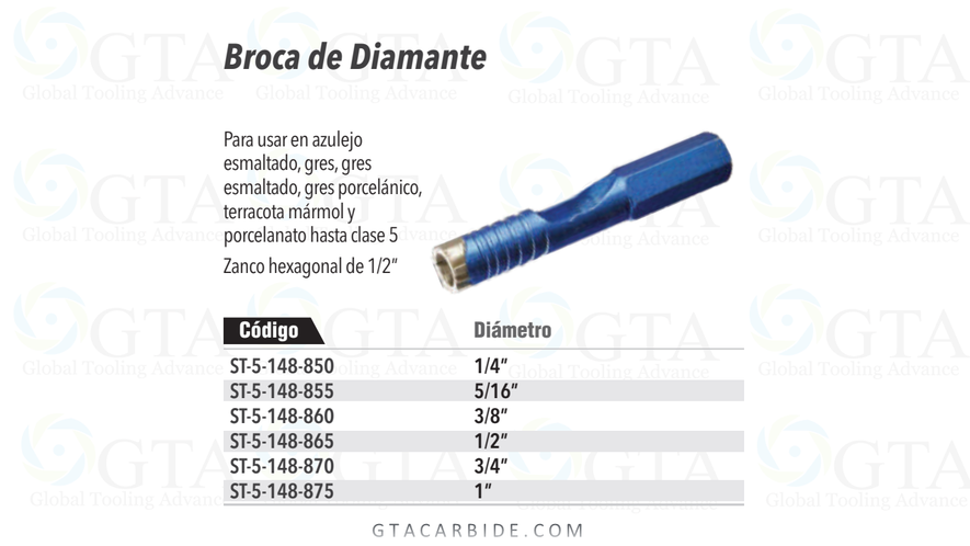 BROCA DIAMANTE 1/2" .