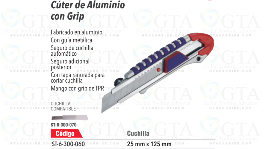 EXACTO CÚTER DE ALUMINIO DE 25 MM CON GRIP DE TPR