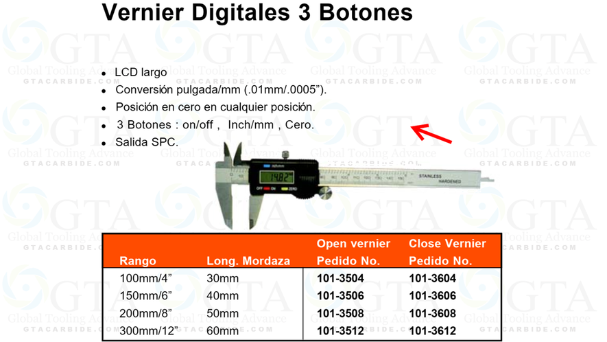 VERNIER DIGITAL DE 8"" .0005"" / .01 MM CARCASA METAL MODELO STWS-2111-8110