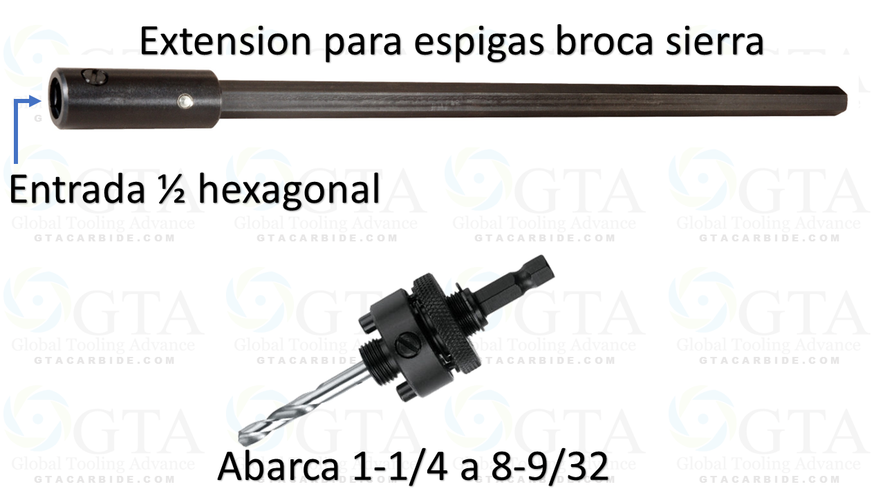 ESPIGA PARA BROCA SIERRA ZR 1/2 X 12" MODELO A5 PARA ESPIGAS A2 , A17-12 Y XA2