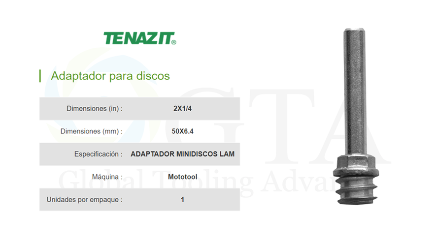 ADAPTADOR PARA MINI DISCO LAMINADO ZA 2"" MODELO 1758