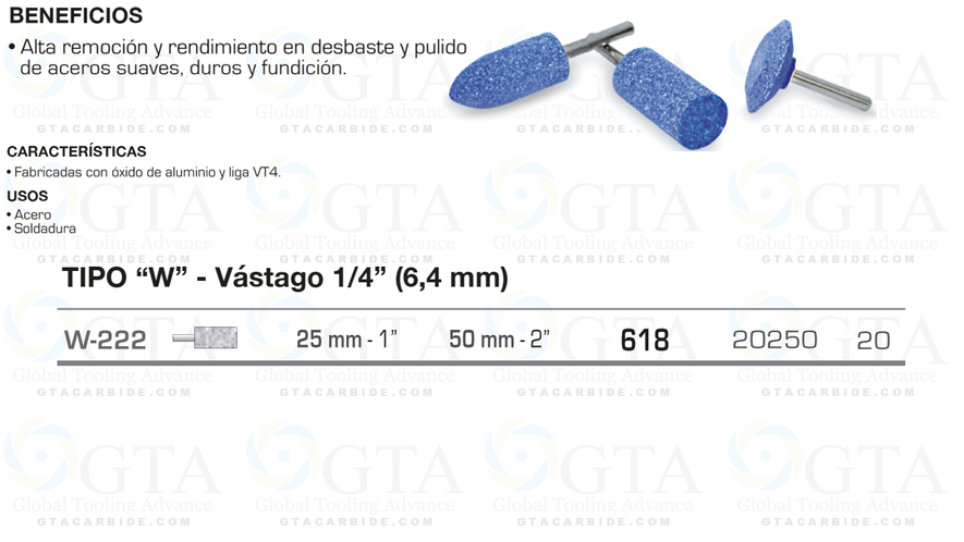 PUNTA MONTADA COLOR AZUL TIPO W222 MODELO 618 ALTO RENDIMIENTO