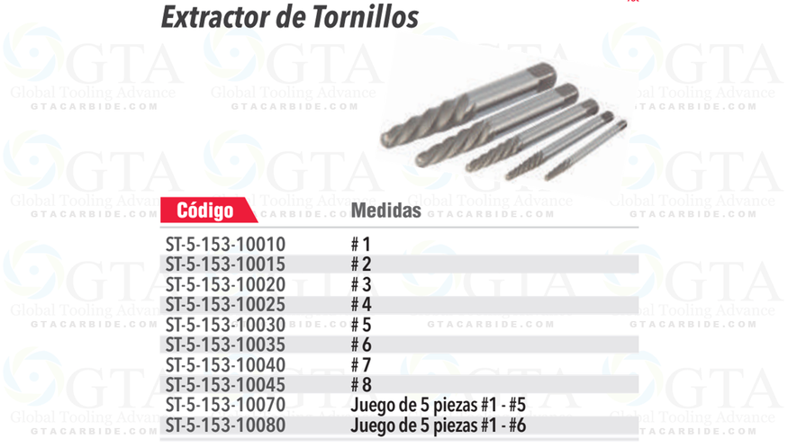 EXTRACTOR DE TORNILLOS EN ESPIRAL EX - 7 DE TORNILLO DE 7/8 A 1-1/8 UTILIZA BROCA 17/32