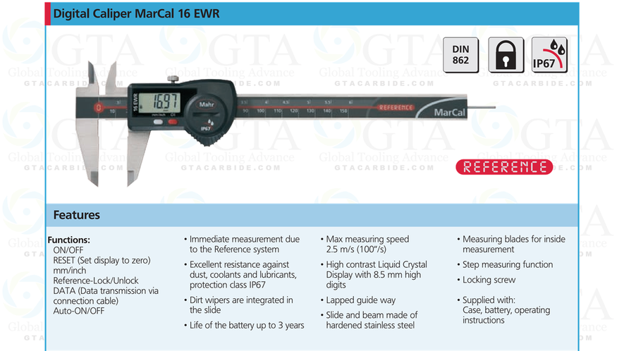 VERNIER DIGITAL 6" MARH ALEMAN .0005" o .01 MM, 6"" 150 MM 4103010