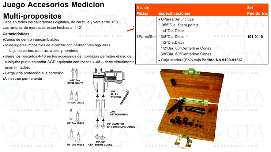 JGO PUNTAS PARA VERNIER MODELO 101-0110 PUNTAS INTERCAMBIABLES PLUS CENTRADO , RANURAS ETC...