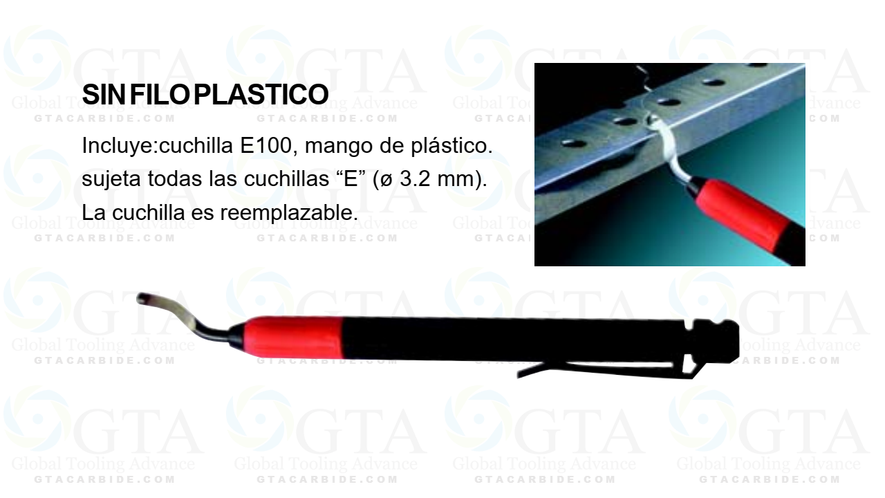 REBABEADOR PORTA CUCHILLA ""E"" MANGO TIPO PLUMA PLASTICO MODELO 380-0050