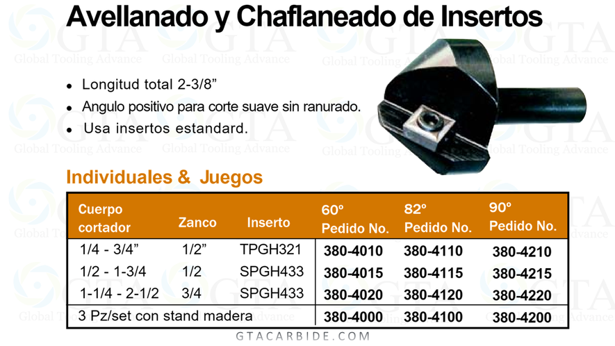 AVELLANADOR JUEGO 90 INSERTOS INTERCAMBIABLES RANGO AJUSTABLE MODELO 380-4200 USA INSERTOS SCMT 432 Y TCMT 32.52