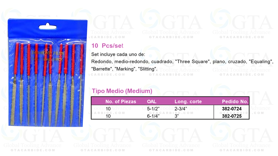 JGO LIMA DE DIAMANTE PARA JOYERO 10 PZAS MODELO 382-0724