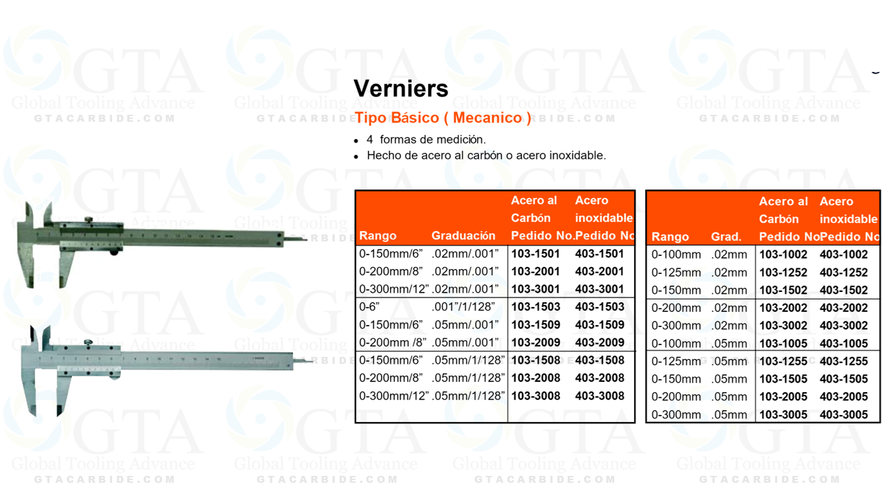 VERNIER MECANICO DE 12"" 1/20-1/1000 MODELO 403-3001