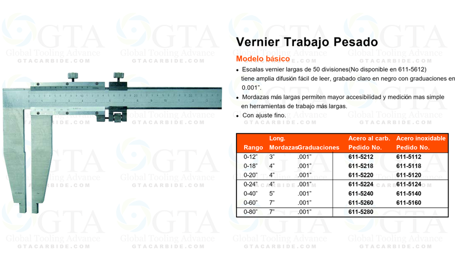 VERNIER MECANICO DE 40"" 1/20-1/1000 INOXIDABLE MODELO 611-5140