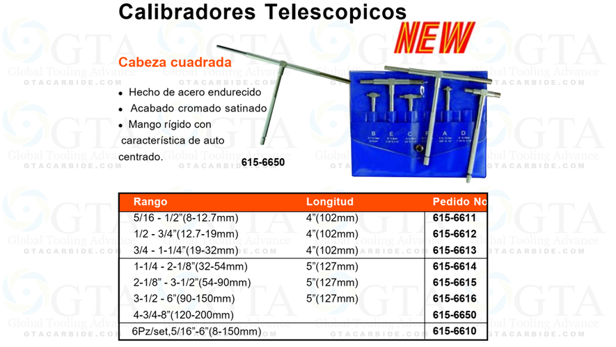 JGO TELESCOPICOS 5/16""-6"" 6 PZAS MODELO 615-6610
