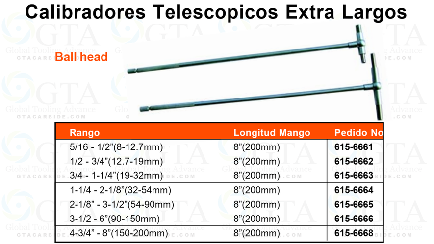 GAGE TELESCOPICO "E" LARGOS 8" DE 2-1/8" A 3-1/2" MODELO 615-6665