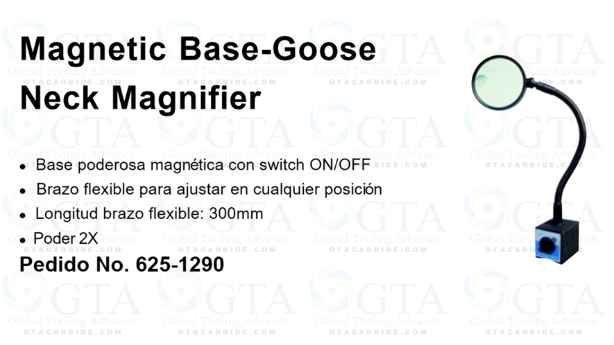 LUPA CON BASE MAGNETICA 2X DIAM LENTE 83 MM LARGO BRAZO FLEX 300 MM MODELO 625-1290