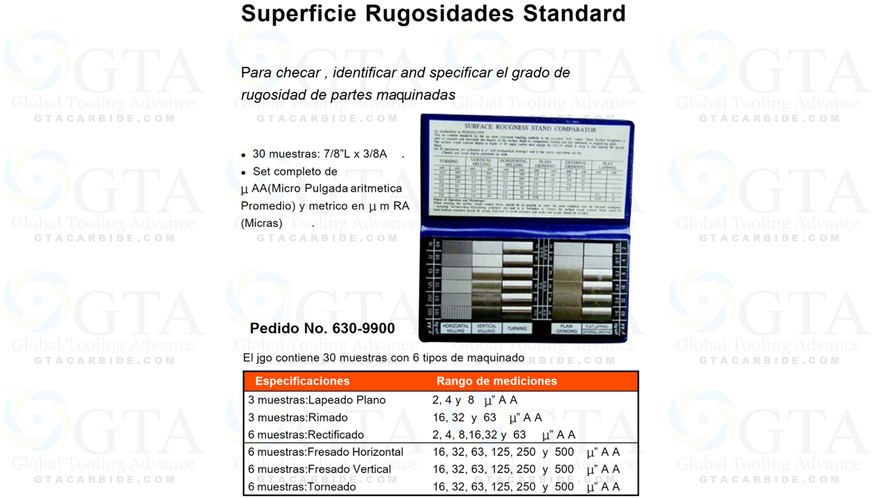 COMPARADOR ACABADOS RUGOSIDADES 30 DIFERENTES MAQUINADOS JUEGO MAESTRO MODELO 630-9900