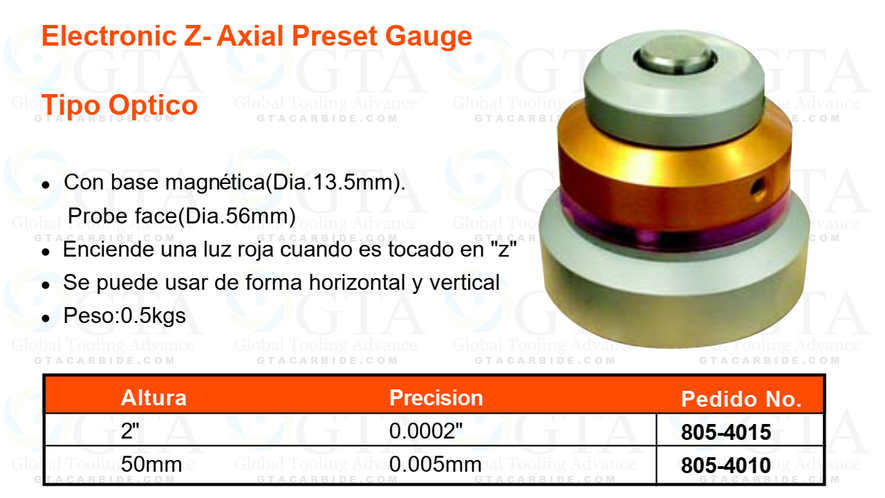 PALPADOR ELECTRONICO LUZ EJE Z ALTURA 2" GRADUACION .0002" CON BASE MAG. MODELO 805-4015