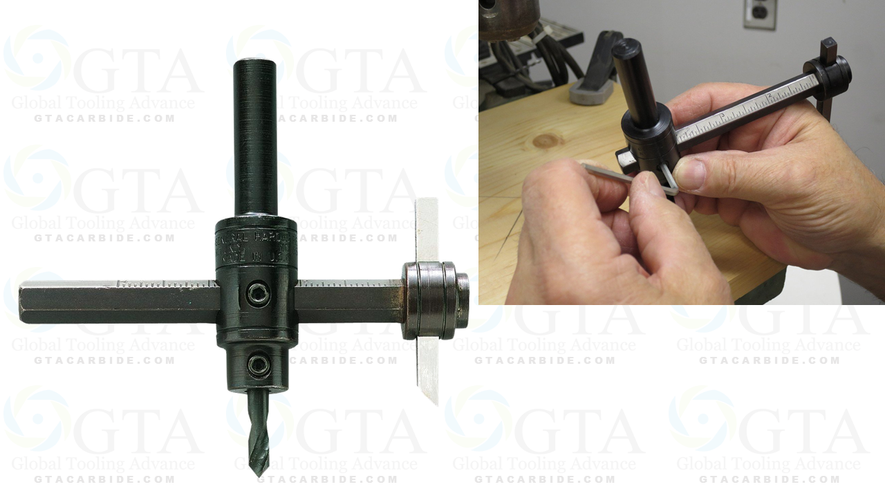 CORTA CIRCULOS AJUSTABLE 1-3/4 A 7-7/8 ZANCO 1/2 GUIA BROCA 1/4 USA BURIL 1/4