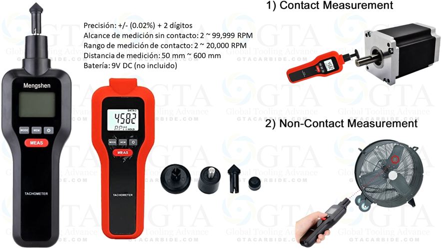 TACOMETRO 2 EN 1 LASER Y DE CONTACTO