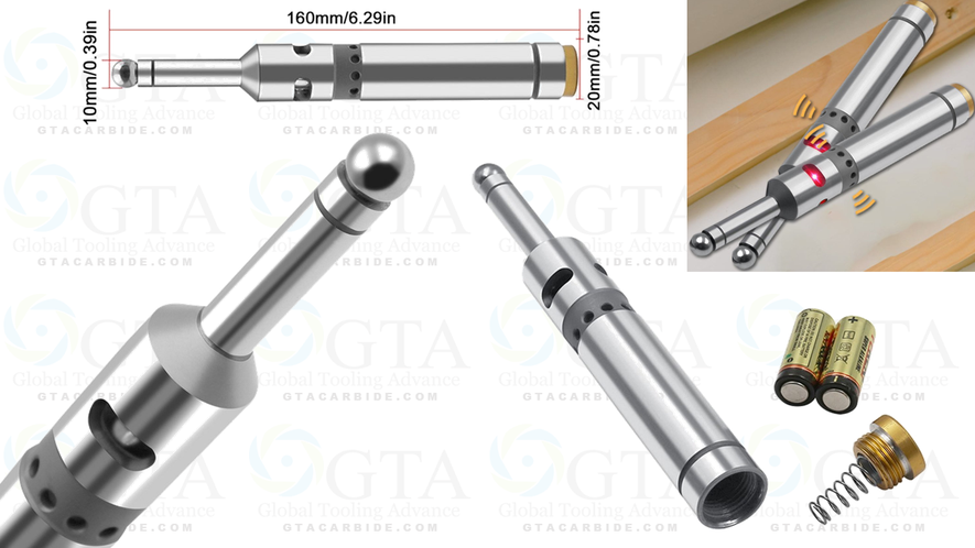 PALPADOR ELECTRONICO LUZ Y SONIDO 20 MM ZANCO BOLA ACERO LARGO 160 MM BUSCA CENTROS BORDES