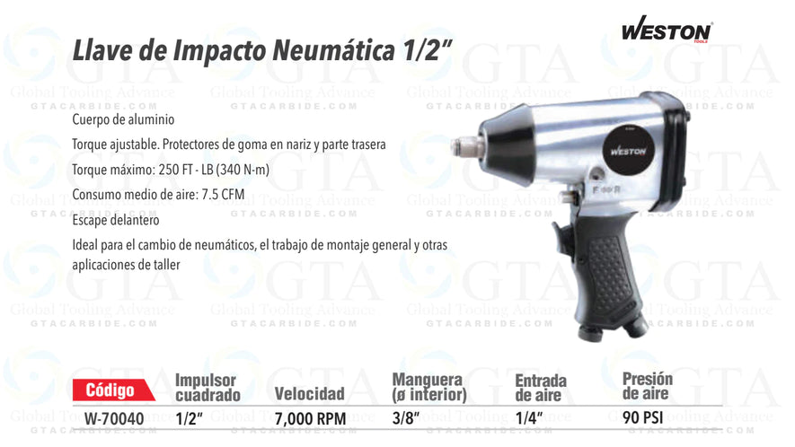 LLAVE DE IMPACTO NEUMATICO 1/2"