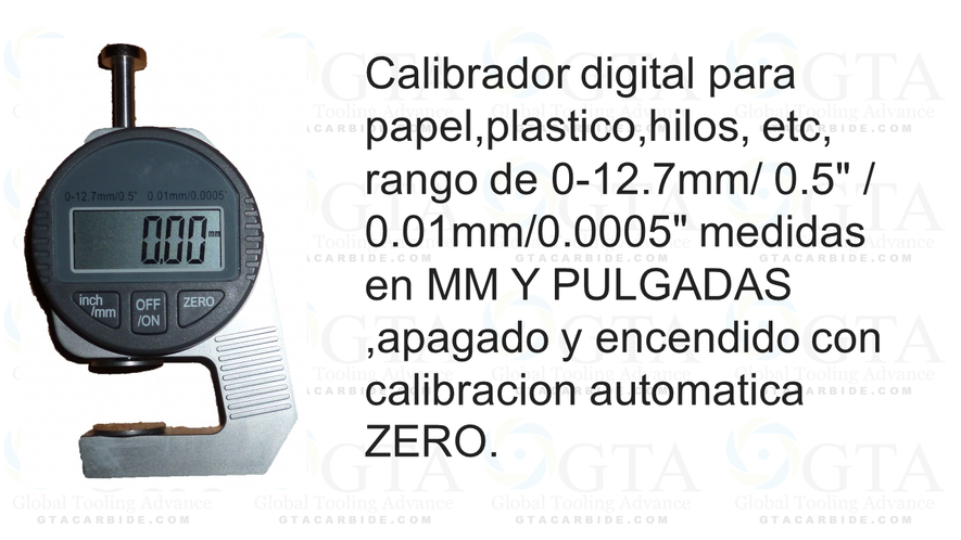 CALIBRADOR DE ESPESORES DIGITAL 0 - 0.500" ( 0-12.7 MM ) PRECISION .0005" ( 0.01 MM )