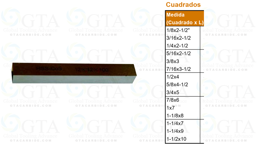 BURIL CUADRADO RECTIFICADO HSS 1/4 X 2-1/2"" PROXIMAMENTE 22-360-0033