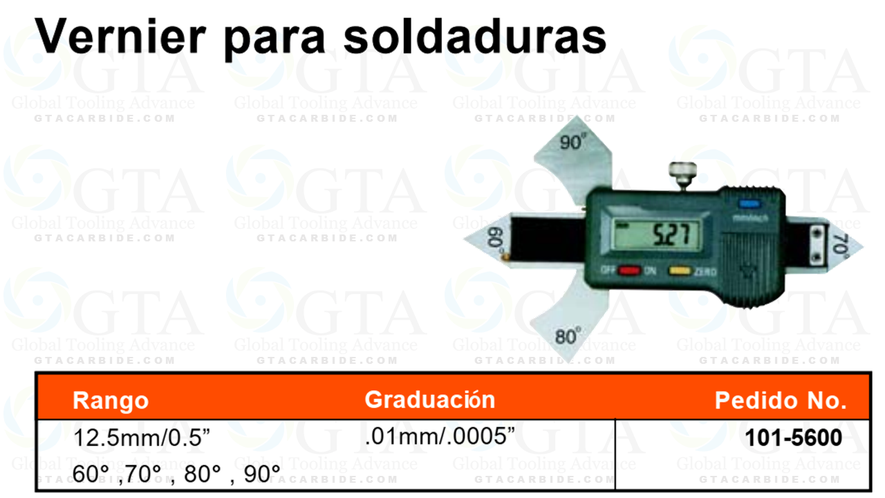 CALIBRADOR GAGE SOLDADURAS ELECTRONICO 60 , 70 , 80 Y 90 MODELO 101-5600