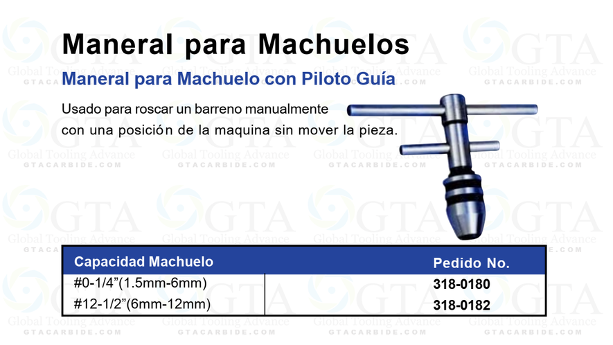 MANERAL TIPO T PARA MACHUELOS 5/32-1/4"" MODELO 318-0180