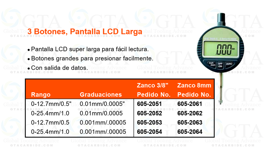 INDICADOR CARATULA DIGITAL DE 1"" .0005""/0.01MM MODELO 605-2052