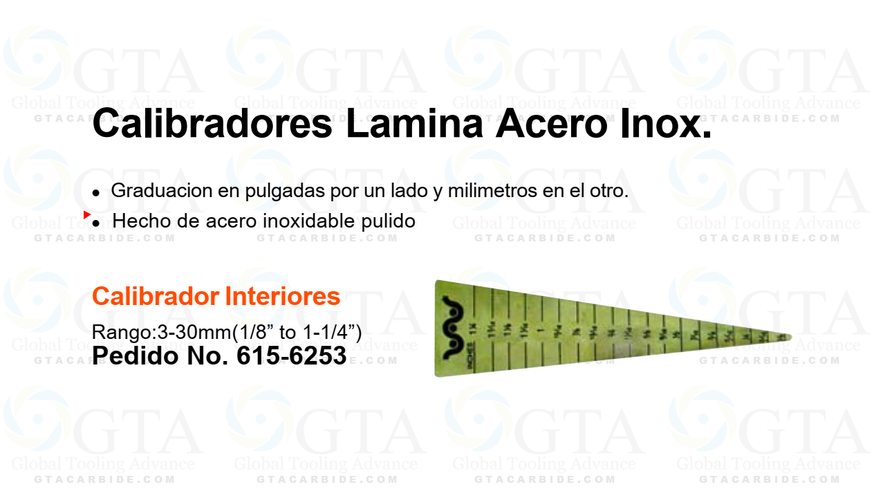 CALIBRADOR INTERIOR BARRENOS O RANURAS 1/8 A 1-1/4 ( 3 A 30 MM ) MODELO 615-6253